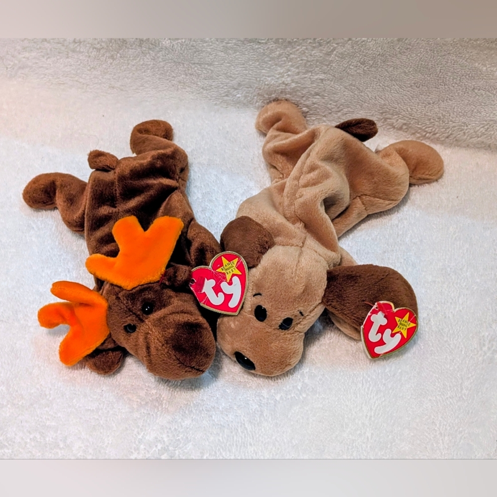 Ty Beanie Babies Chocolate Moose & Bones The Dog Vintage